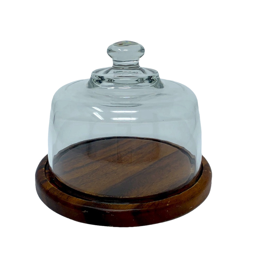 Mid Century Round Server w/ Glass Dome